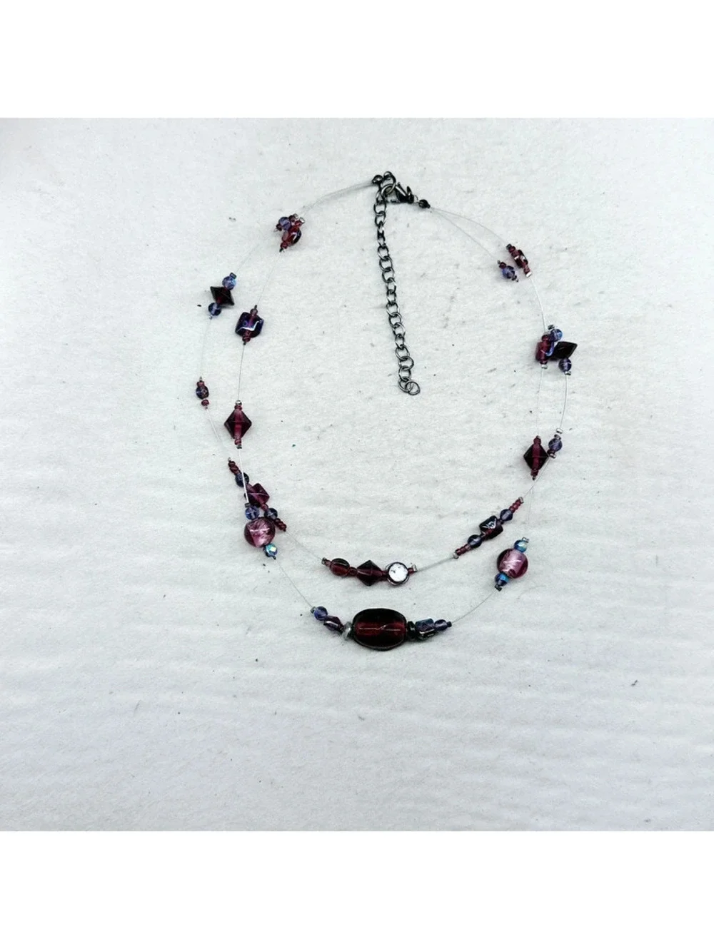 5087gc. Purple and Bronze Glass Necklace